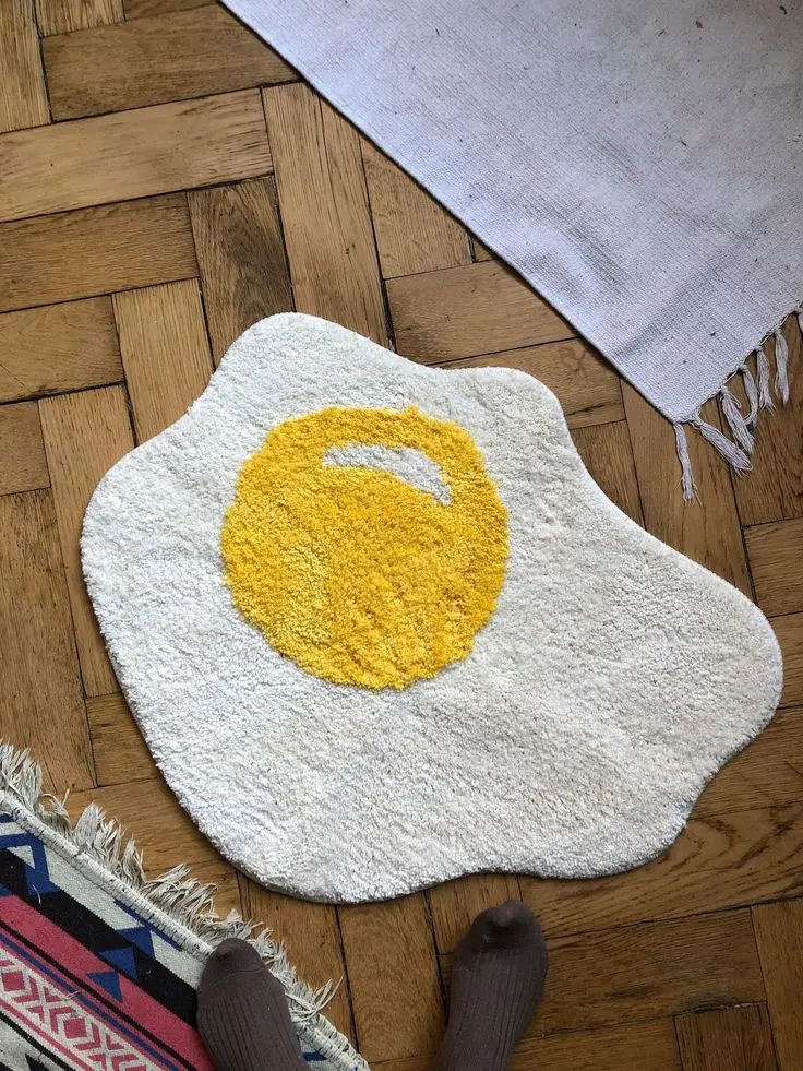 Egg Bathroom Rug Non Slip Cute Bath Mat Soft Shower Rug Plush Microfiber Water Absorbent Thick Shaggy Floor Mats