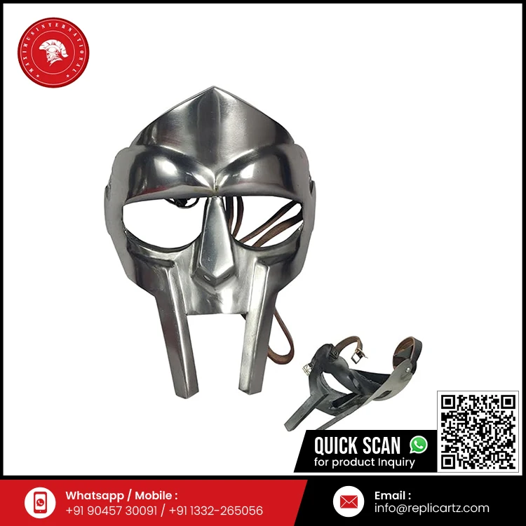 Лидер продаж маска для Хэллоуина Римский гладиаторский шлем лицо MF Doom средневековый Викинга лица с прикрепленными кожаными ремнями