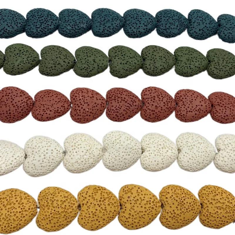 Gemstone Lava Beads Heart Shaped Jewelry beads Flat Heart Shaped beads Lava stone Heart for Jewelry making