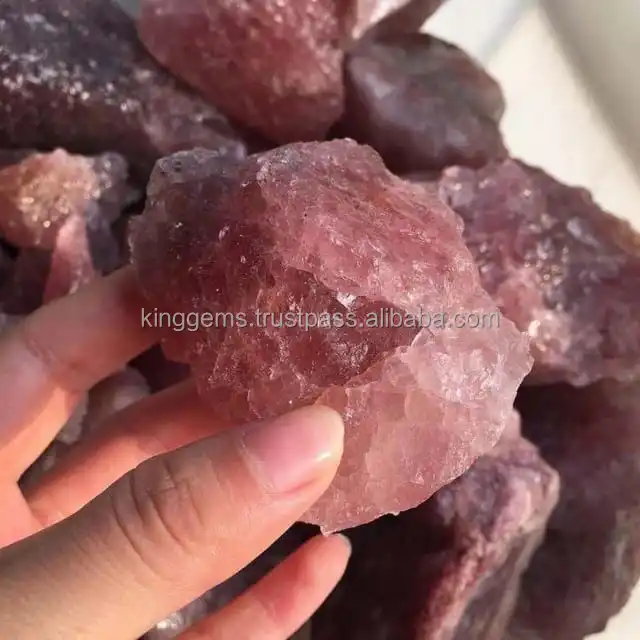 BEST SELLING WHOLESALE NATURAL CRYSTAL STRAWBERRY QUARTZ ROUGH STONE FOR REIKI HEALING STONE TANZBERRY QUARTZ RAW TUMBLED STONE