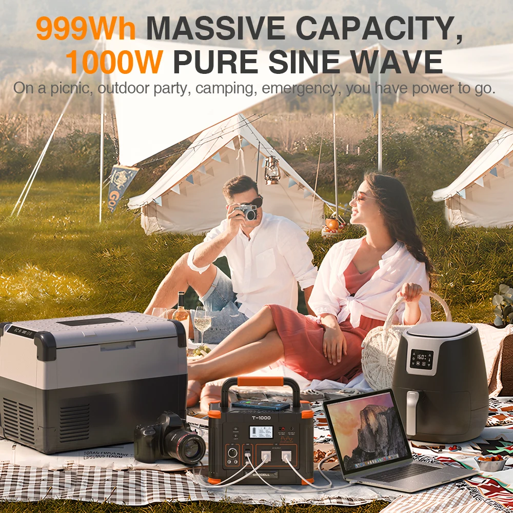 1.5Hours Full Charging Portable Power Station 1000W lithium Battery Pack Backup Supply For Camping Outdoor Or Emergency