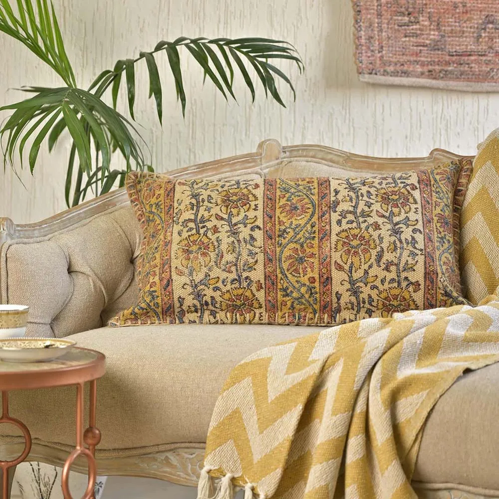 High Quality Decorative Pillowcase Luxury Living Room Cushions Wholesale 16x24 Pillow Covers Indian Block Print Lumbar Pillow