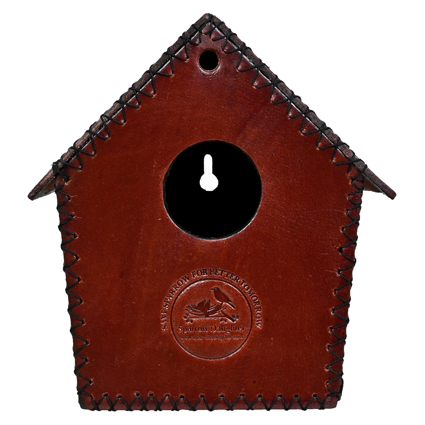CUSTOM BIRD SHELTER NESTING BOX LEATHER CRAFTED NATURE FRIENDLY HUT SHAPE LEATHER BIRD AVIARY