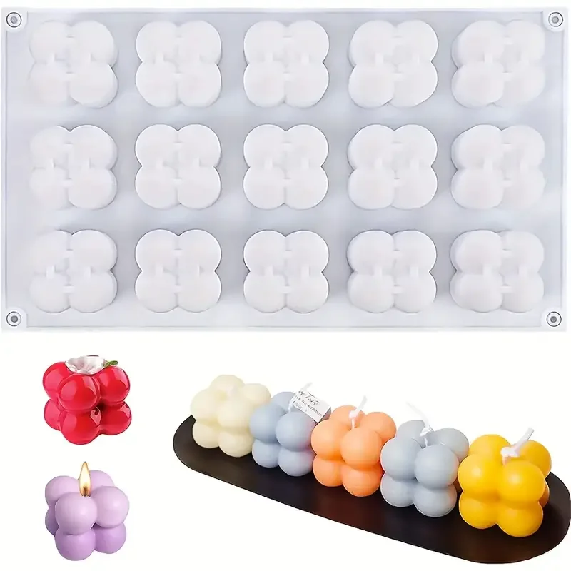 15 In 1 DIY Silicone Wax Mold Creative Cube Ball Can Be Used As A Candle Soap Pudding Cake Mousse Cake Mold