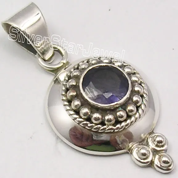 SilverStarJewel Unisex 925 Sterling Silver Pendant with Natural Iolite Pearl 1.4 Inches One-of-a-Kind Jewelry with Unique Charms