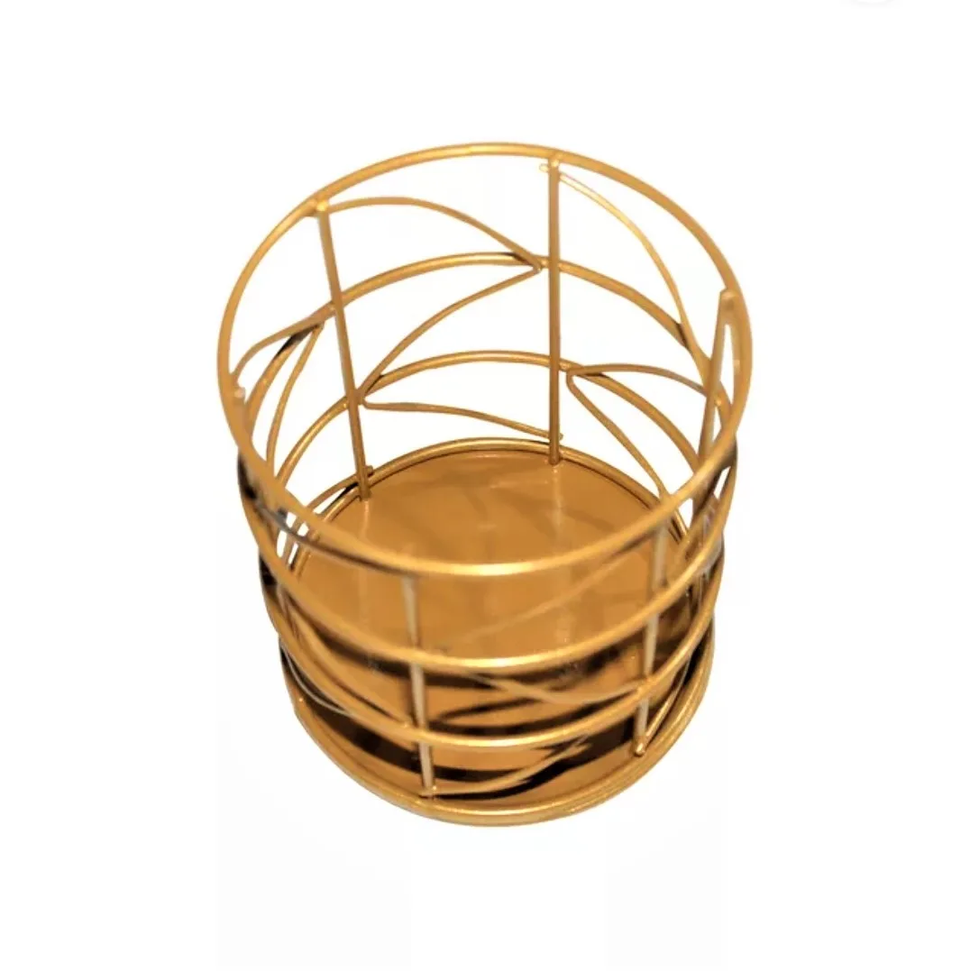 2022 Cheap Metal Grid Mesh round Pen Holder for Office Storage Supplies