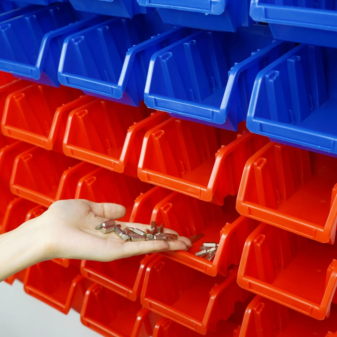 Good Selling 47 PCS Wall  Pegboard Storage Tool Blue Red Black Bit  Bin Set Box Hanging  Set With Tool