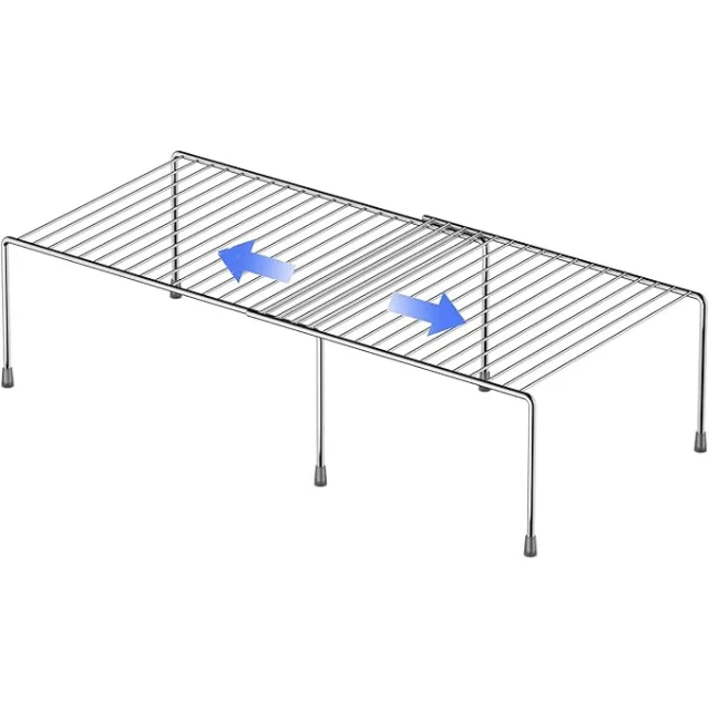 Expandable Cabinet Storage Shelf Rack: Rustproof Metal Organizer for Kitchen Counters and Cabinets