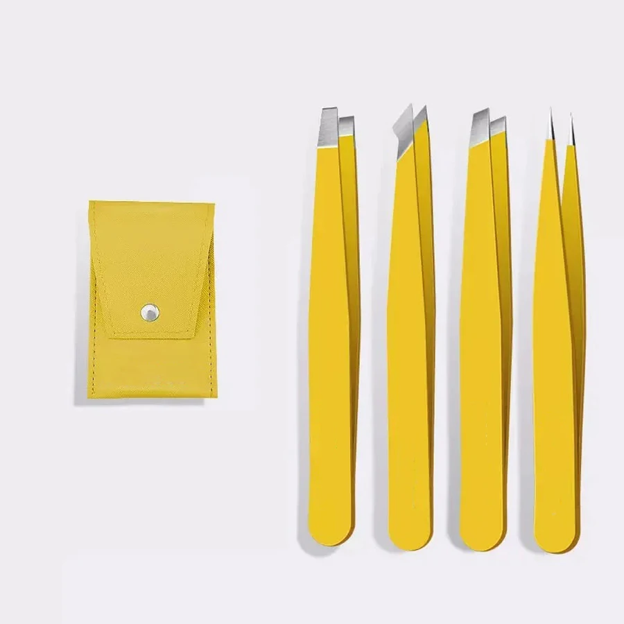 Latest yellow Eyebrow Tweezers Manicure Tweezers Tilt and Tip Stainless Steel Eyebrow Tweezers