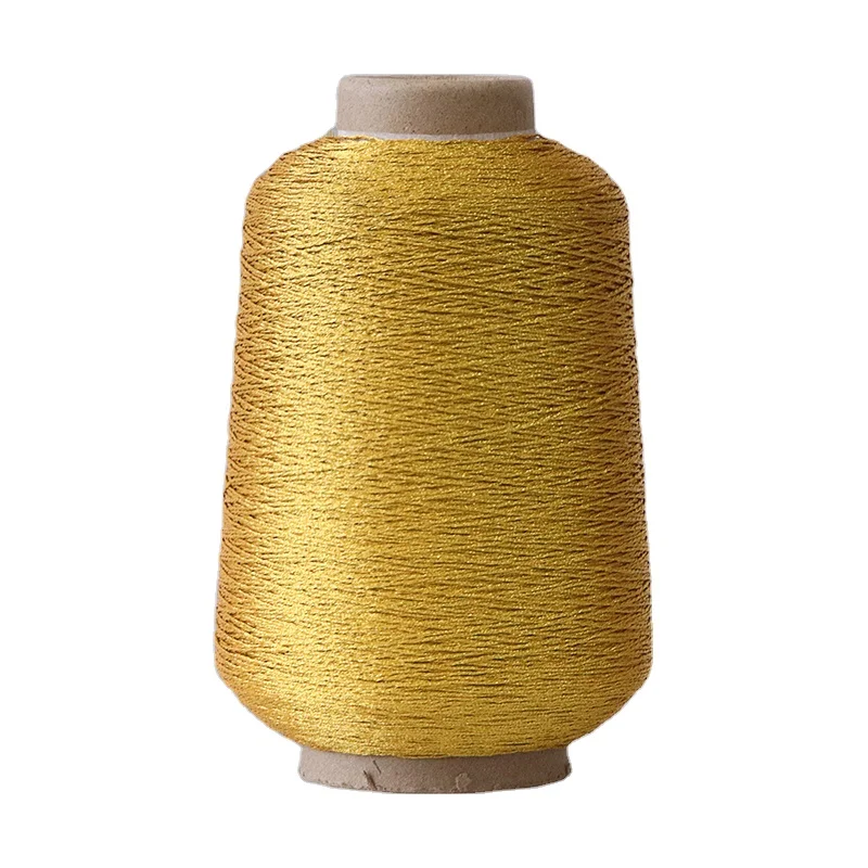 Different Colors Thick Knitting Gold Embroidery Polyester Metallic Yarn ST Type For Weaving