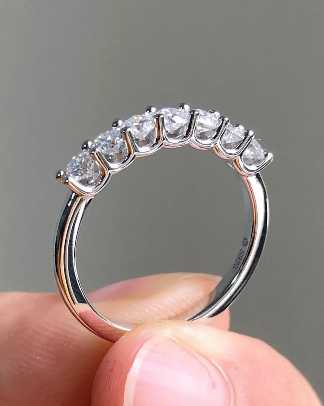 925 Sterling Silver Moissanite Jewelry Eternity Band Diamond Engagement Wedding Ring Stackable Gold Plated Rings Jewelry Women