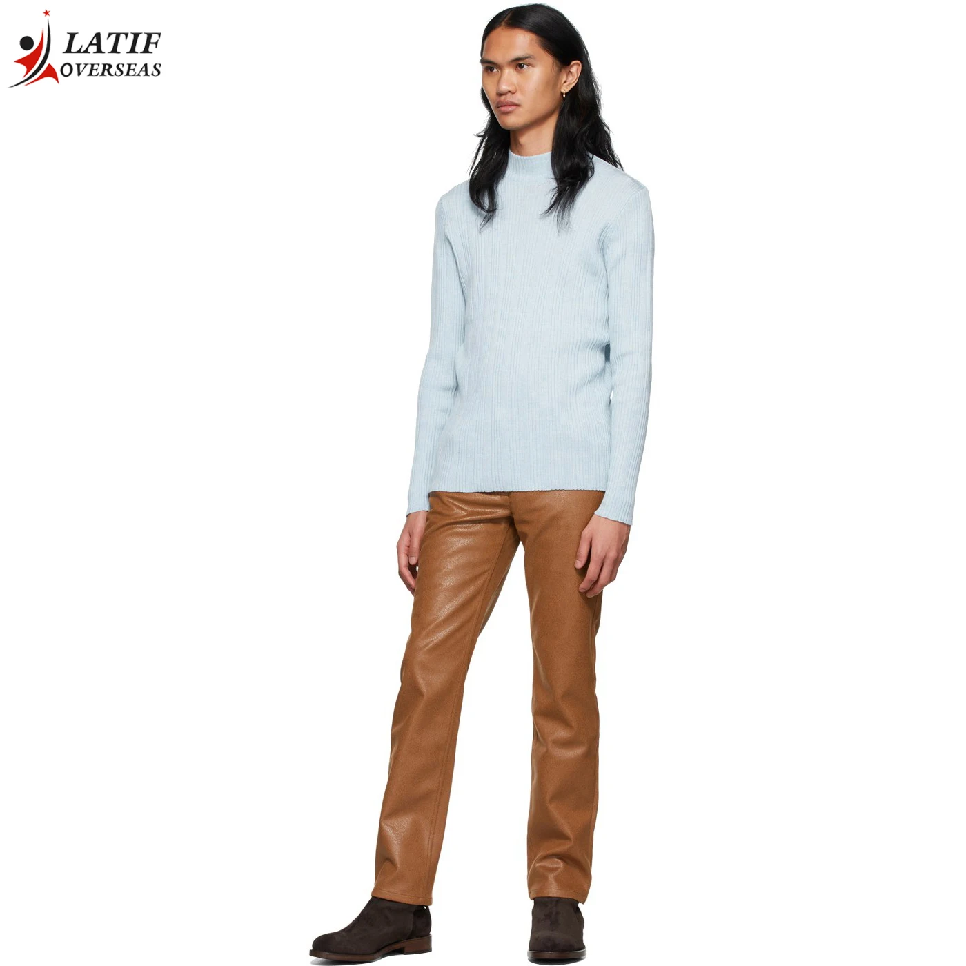 Wholesale New Men Leather Pants Superior Elastic Male Fashion Motorcycle Faux Leather Pants