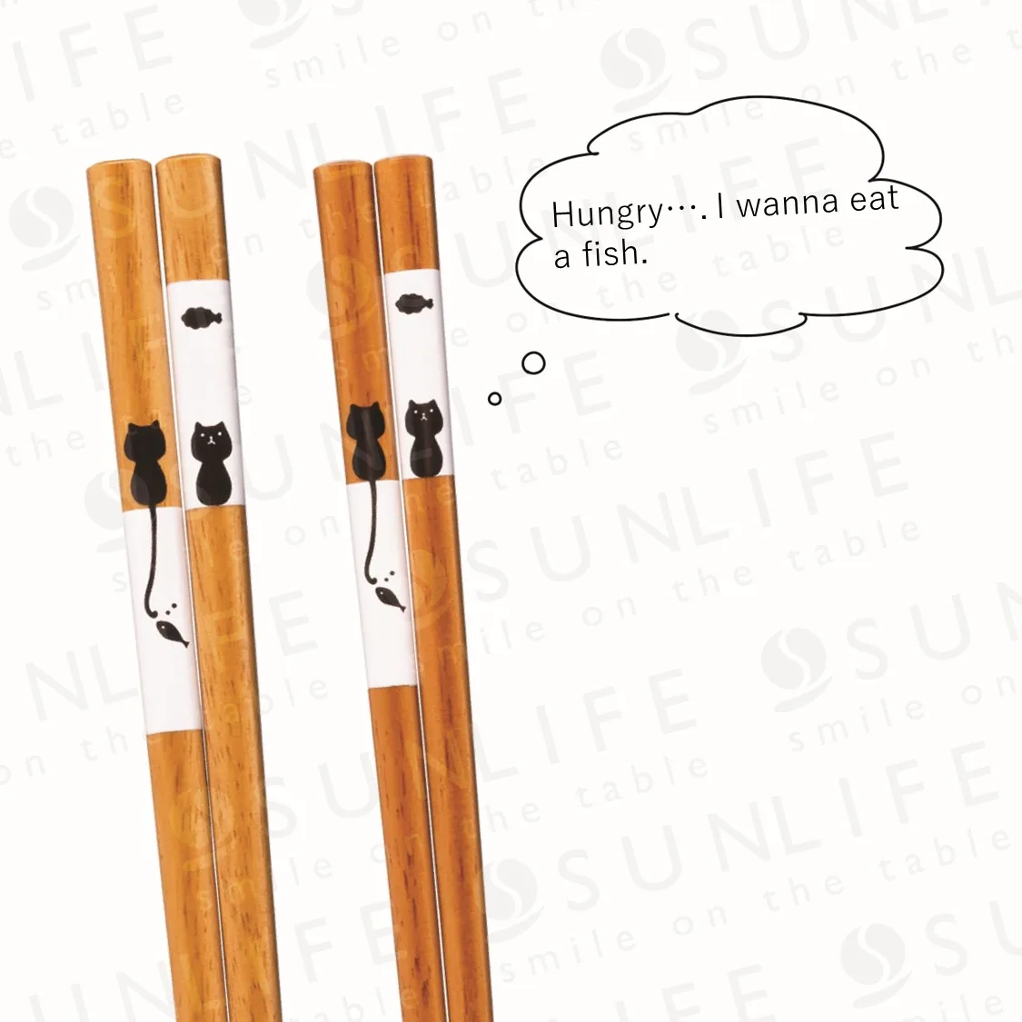 Симпатичные японские палочки для еды с принтом и кошкой