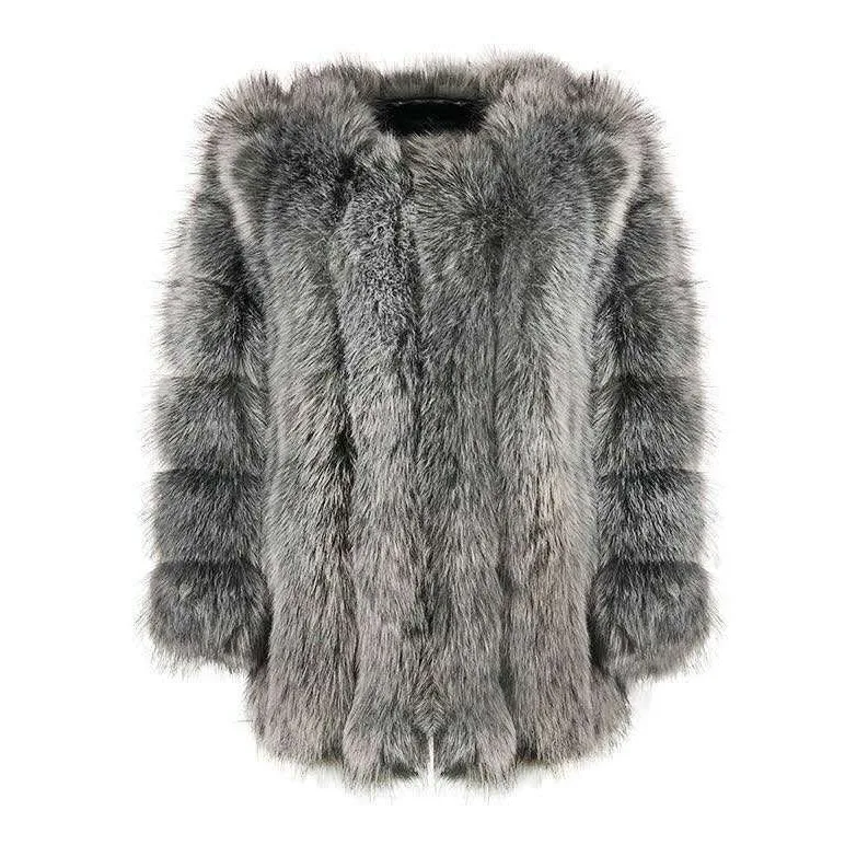 Oem Winter Warm Women Plus Size Coat Ladies Fox Fur Coat Long Outerwear