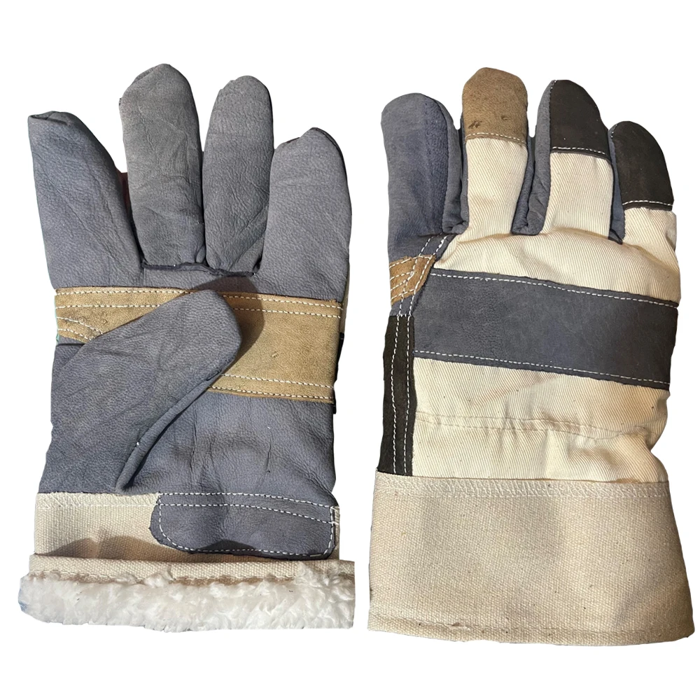 Furniture Rigger Gloves Safety Work Gloves Breathable Leather with Cotton Liner Rubberized Cuff Construction Use Made Pakistan