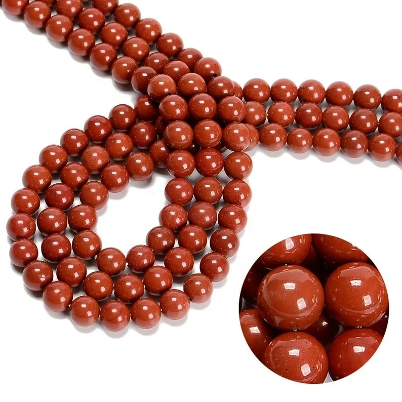 Wholesale High Quality Natural Red Jasper Round 8mm Beads Line For Making Jewellery (48 Beads)
