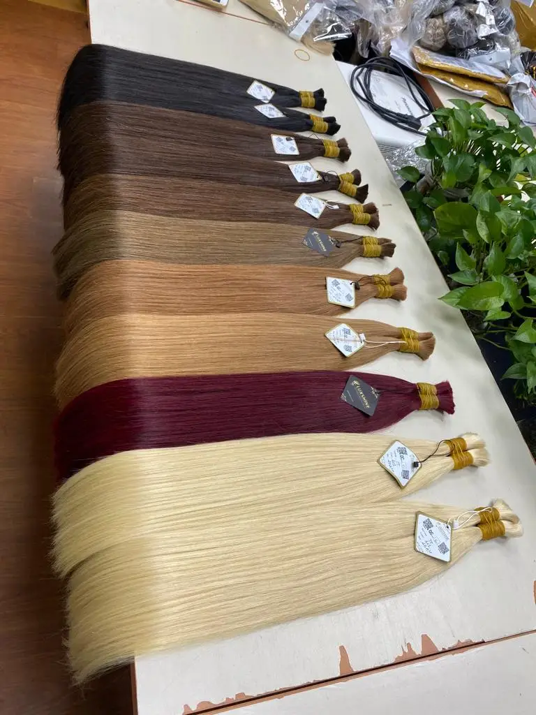 High quality Bulk coleta straight colored hair cabello humano 8 to 30 inches Cuticle Aligned Russian Hair Extensiones Aliexpress