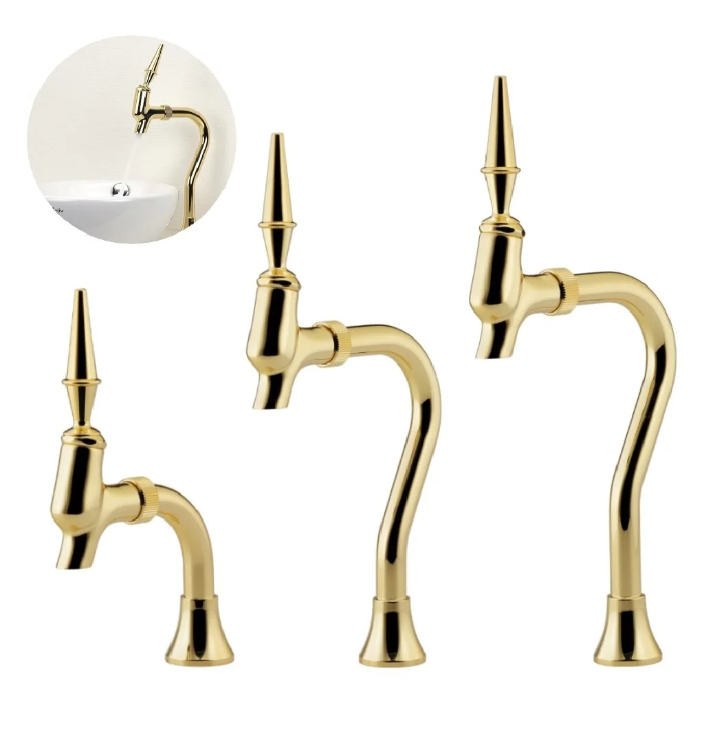 Single Golden Fixer Mixer Tap Wash Ware Hot And Cold Brass Bathroom Basin Faucet