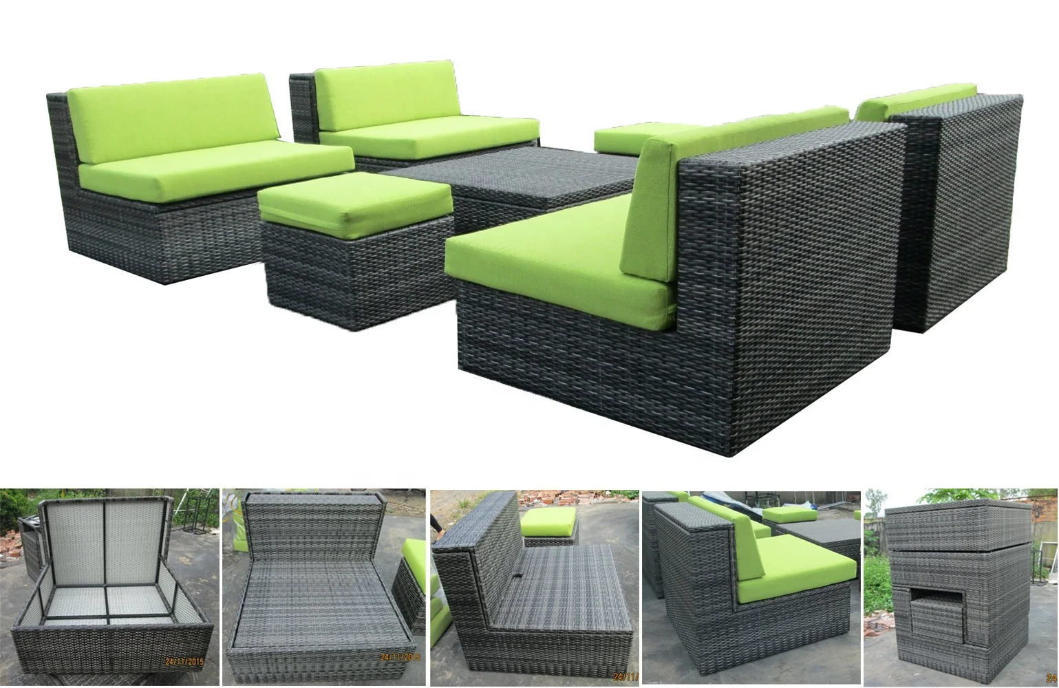Poly rattan garden furniture Sofa Rattan Wicker Patio Garden Sofa Set Furniture