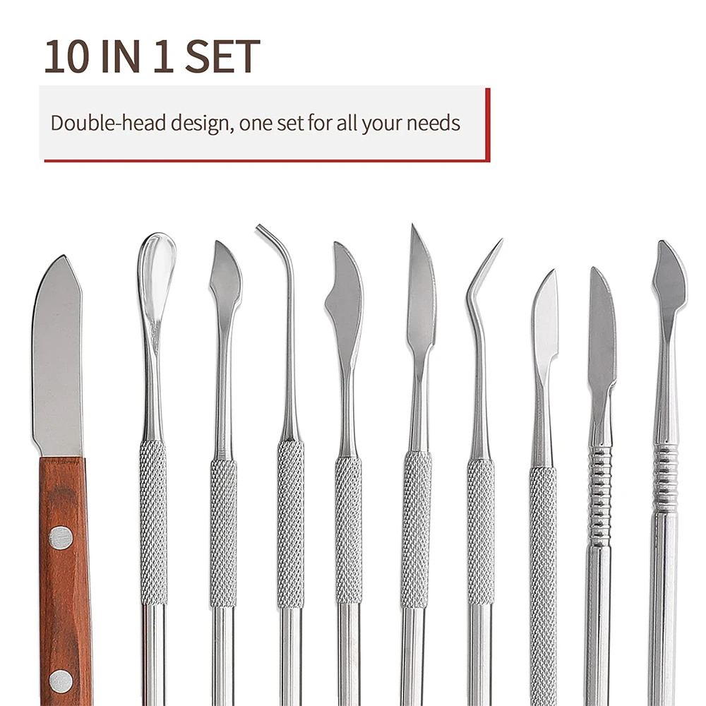 Custom Made Dental Laboratory Kit 10 Pcs Wax Carving Plaster Knife Spatula Top Quality Dental Wax Knives Set