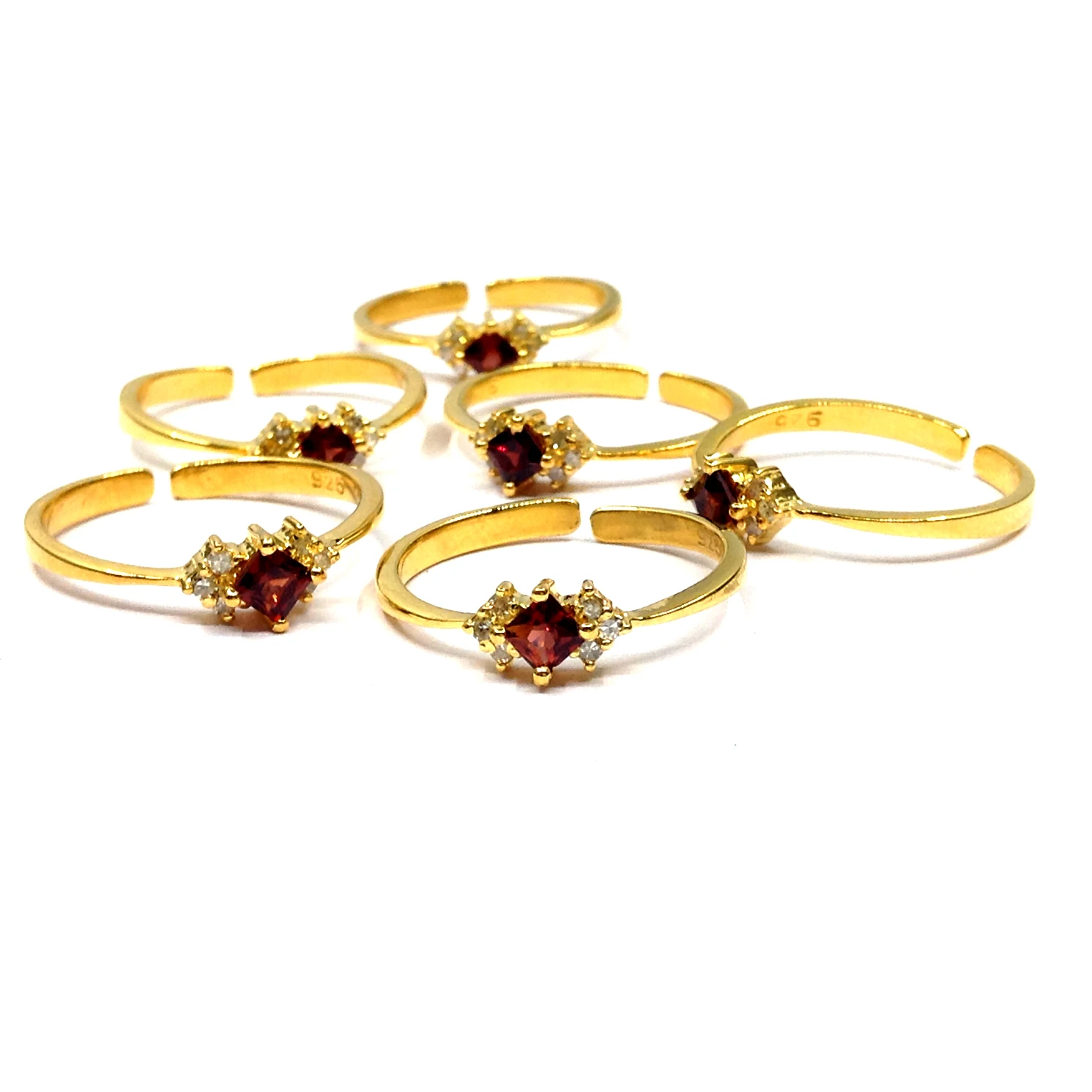 Natural Diamond and GarnetGemstones Rings Gold Plated 925 Sterling Silver Eternity Ring Wedding Gifts Engagement Gifts ring