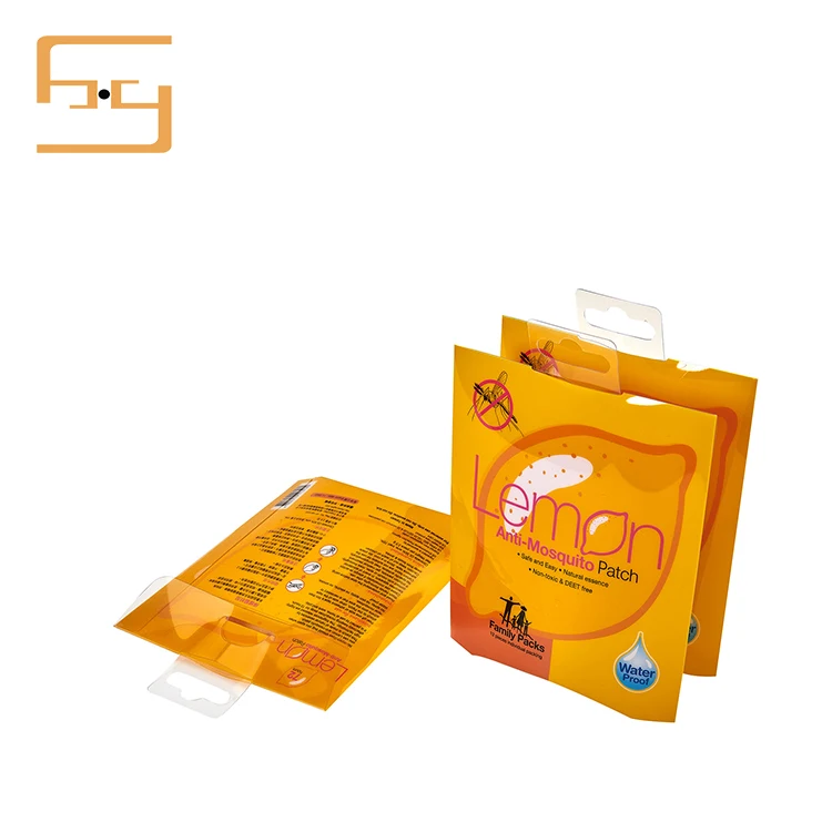 Custom Printed Lemon Pattern With Color Using CMYK Printing Process For Mosquito Repellent Sticker Packaging