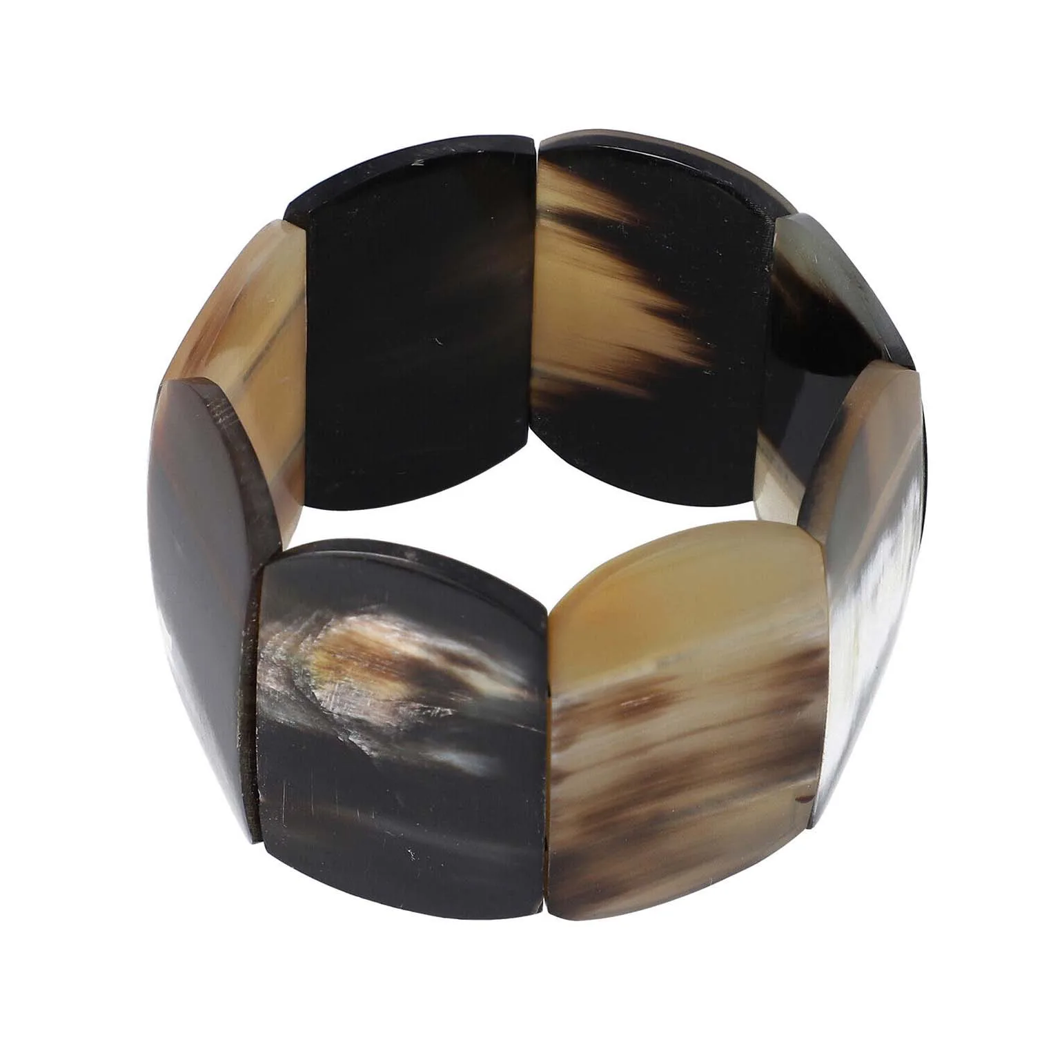 Organic Horn Elastic Bracelet Natural Color Strip Boho Fashion Adjustable Handmade Stretch Bangles Cuff Bracelets Cow Horn jewel