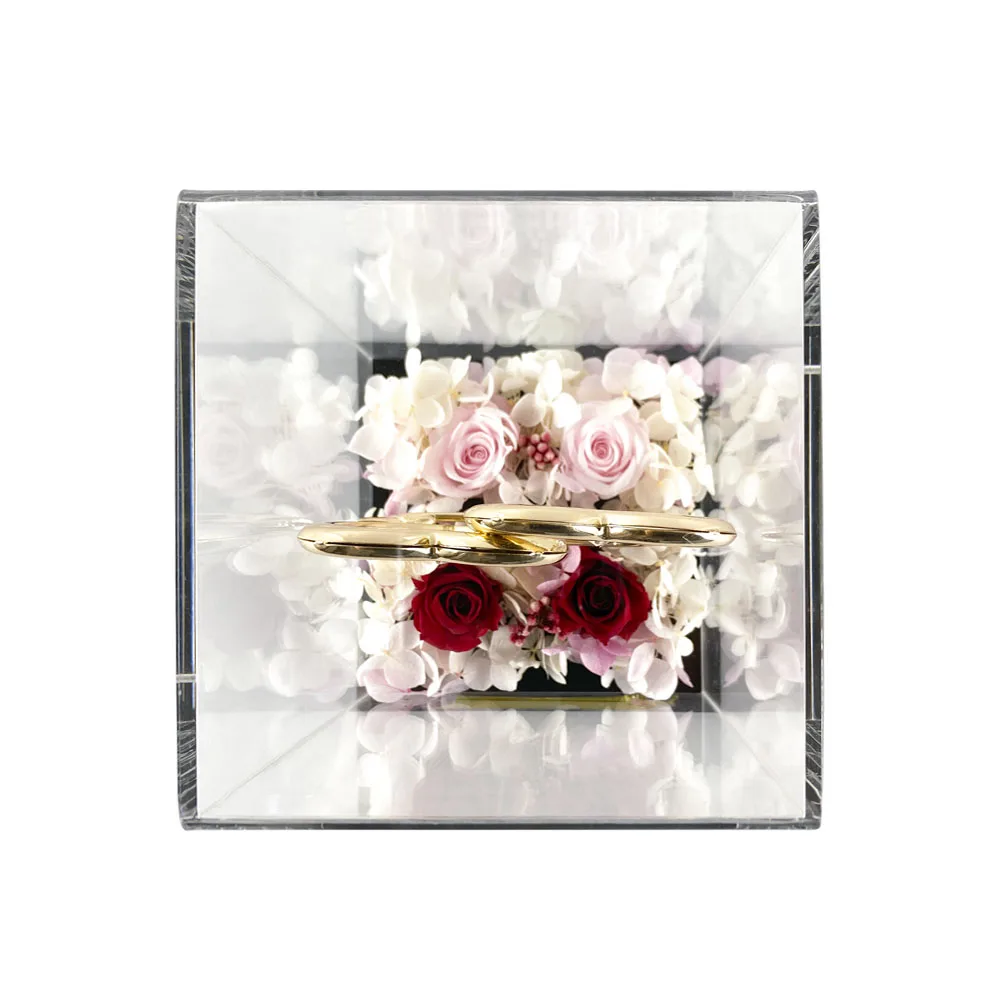 Crystocraft Eternal Forever Roses Flower Box Gold Plated Double Hearts Figurine Bohemia Crystals 50th Anniversary Gift