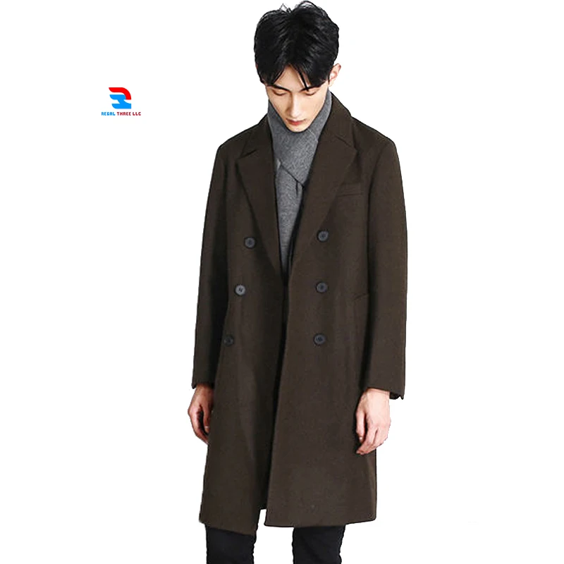 Дышащая легкая переработанная шерстяная куртка Мужская ветрозащитная повседневная одежда мужская зимняя двубортная длинная шерстяное пальто