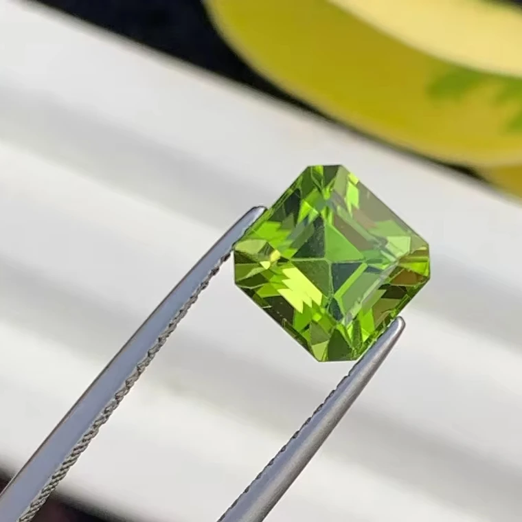 Natural Facet Cut Square Shape Peridot Calibrated Size Faceted Loose Stone Gemstone
