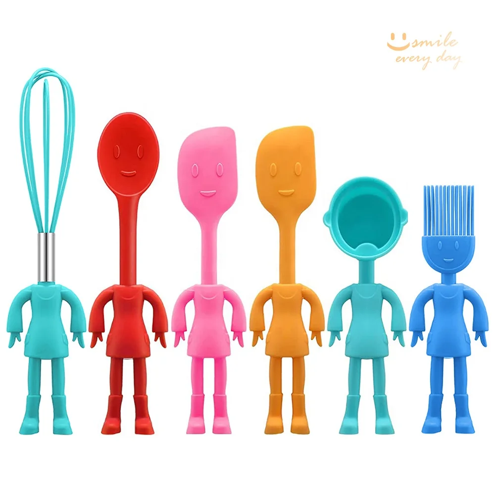 2022 6pcs human shaped silicone heat resistant non stick BPA Free kitchen gadgets baking tools Spatula kitchen Utensils sets