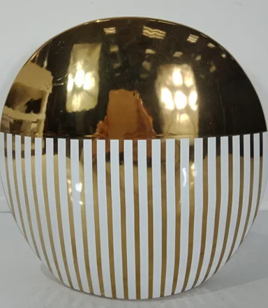 High end minimalistic style flower vase black glaze with gold color high quality stoneware material Black and gold flower vase