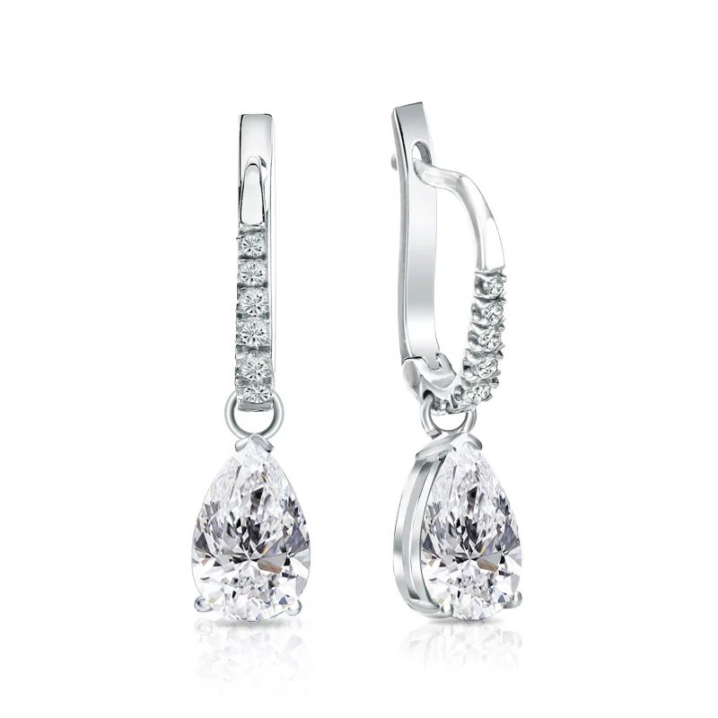 14K Gia Сертифицированный 1,65 ct. Белое золото Груша вырезать лабораторные выращенные алмазы DropStud свадебные серьги цена
