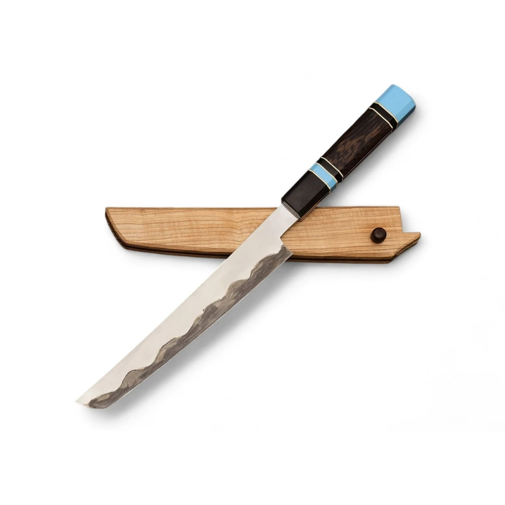 Custom Handmade Kitchen Chef Knife Stainless Steel Chef Knife Resin handle With Wooden Cover Sheath
