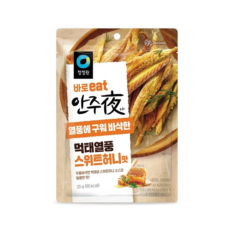 CHUNGJUNGWON Anjuya Grilled Dried Pollack Sweet Honey Flavor, Spicy Chicken Flavor, Hot Spicy