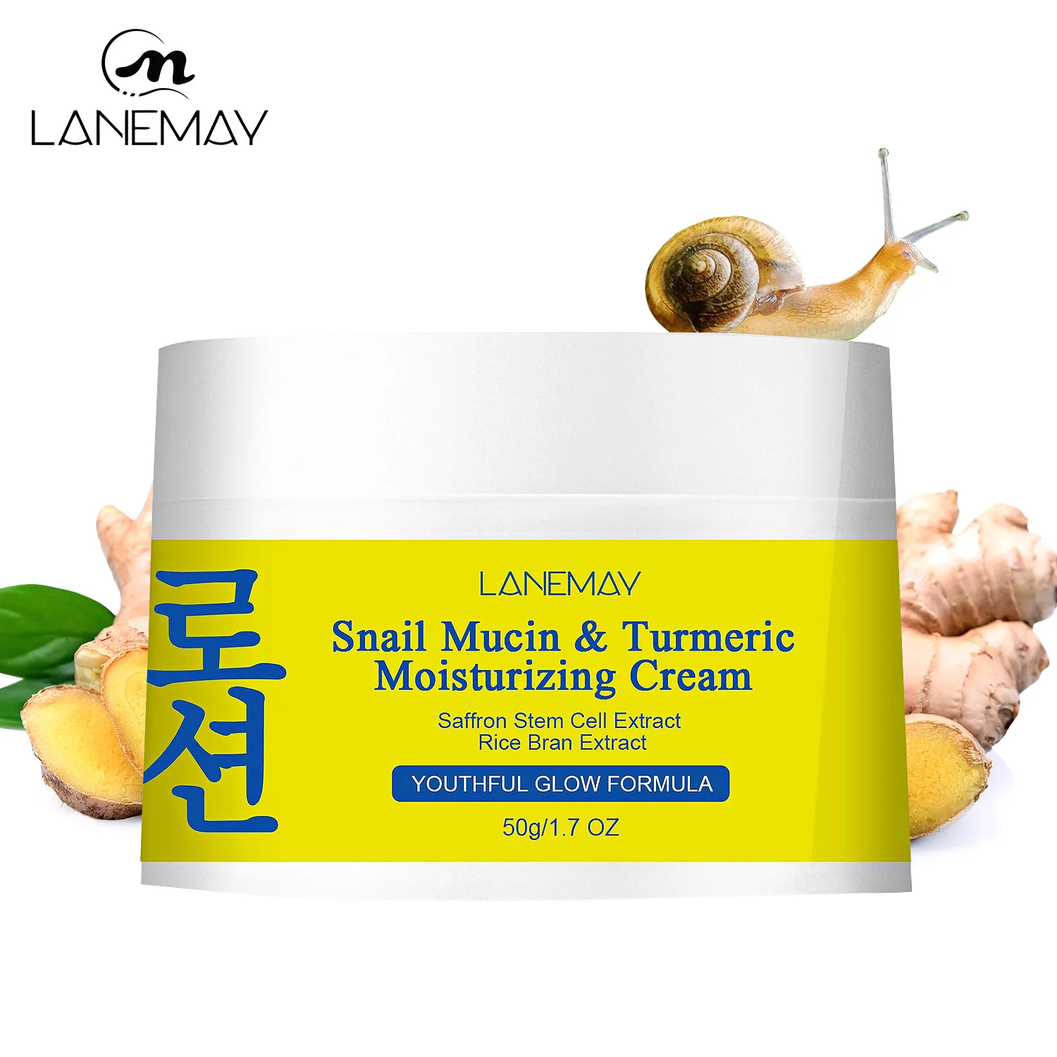 Customize Korean Snail Mucin Hydrating Face Skin With Turmeric Moisturizing Anti Age Face Cream Youthful Glow Formula All in One