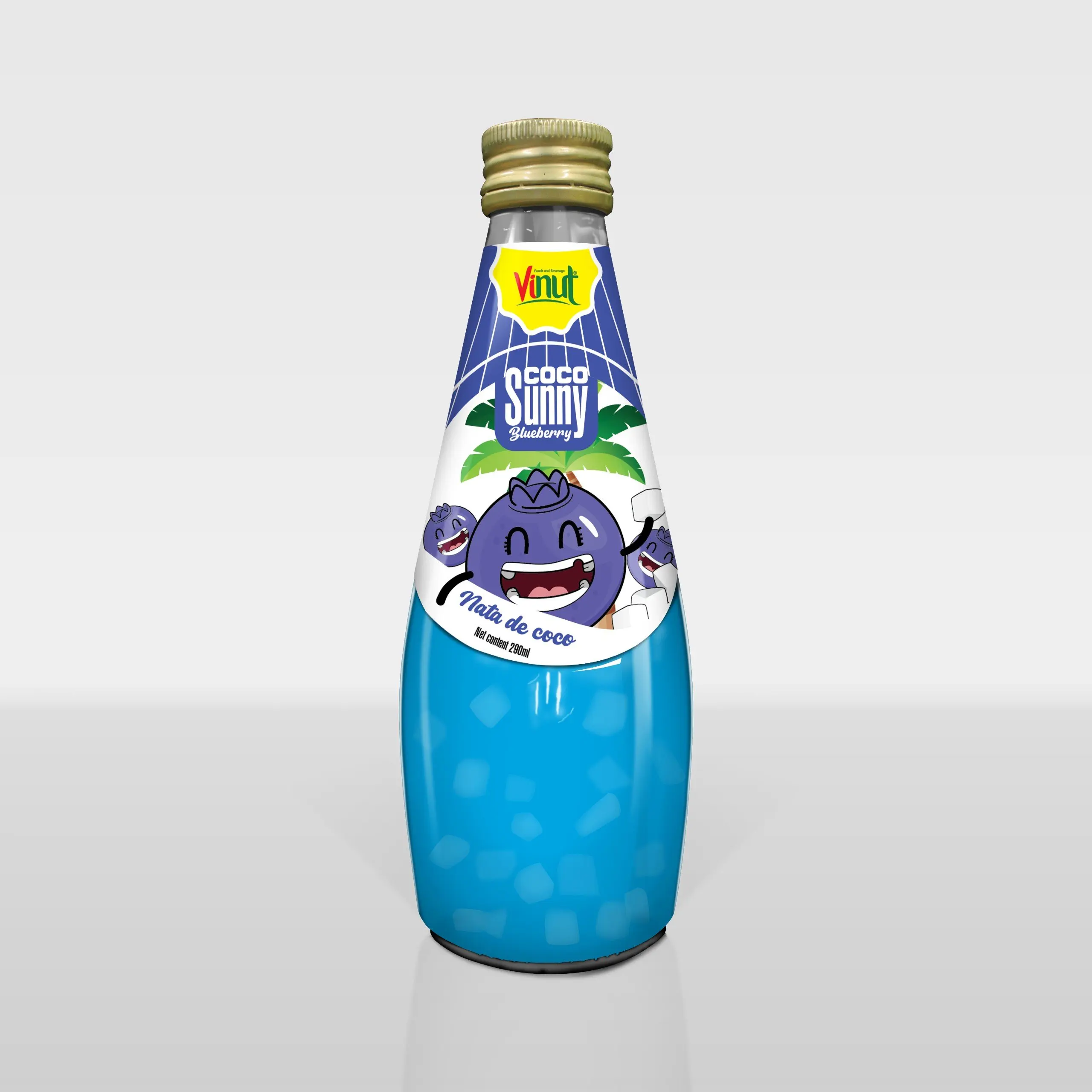 Funny drink 290ml Coco Sunny Blueberry Juice with Nata de coco made from Vinut in Viet Nam