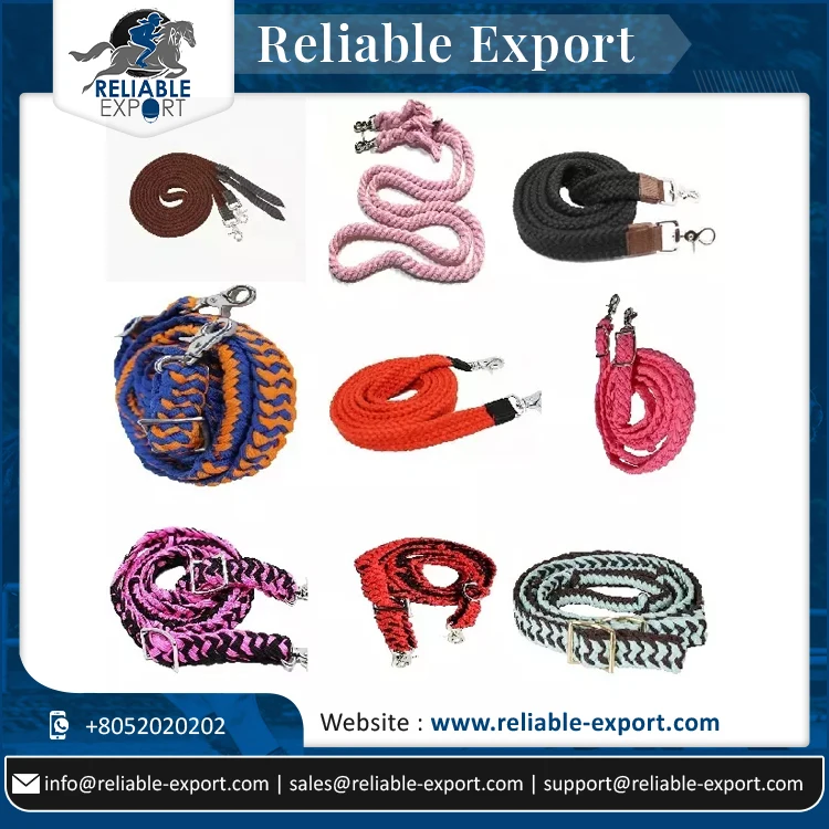 New Horse Riding Equestrian Polyester Horse Reins With Brass Fitting