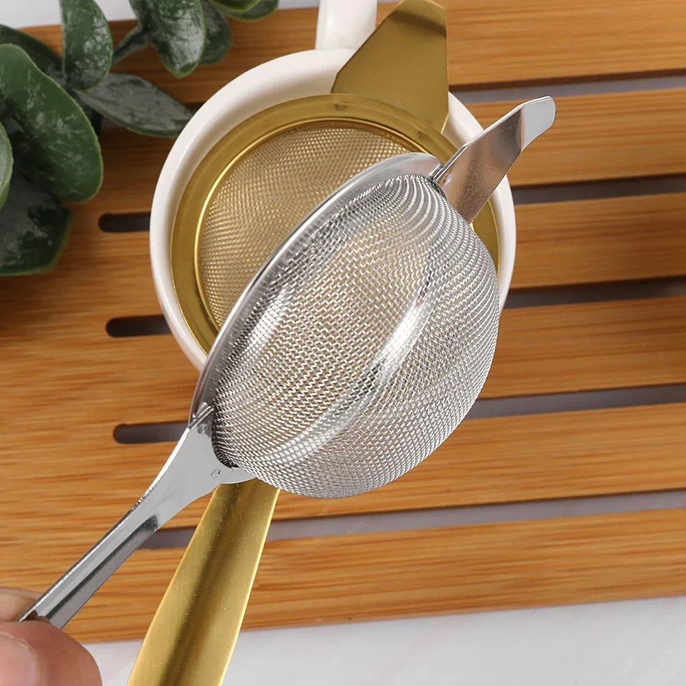 Stainless Steel Tea Strainer in Elegant Gold Color for Brewing Coffee and Tea Espresso at Home or in Hotels