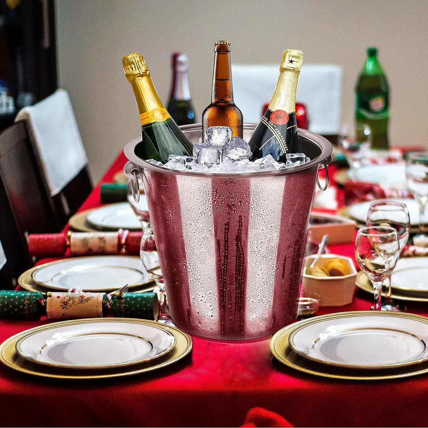 Top Sale 2024 Double Ring Handles Beverage Cooler Stainless Steel Ice Bucket Champagne Bucket Restaurant Bar Outdoor