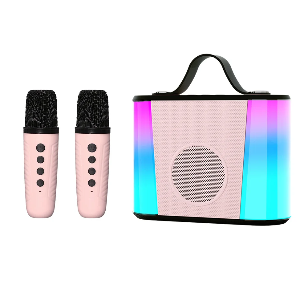 Mini Bluetooth Karaoke machine Speaker with Two Microphones, Ideal for Road Trips, Camping Adventures, and Backyard BBQs