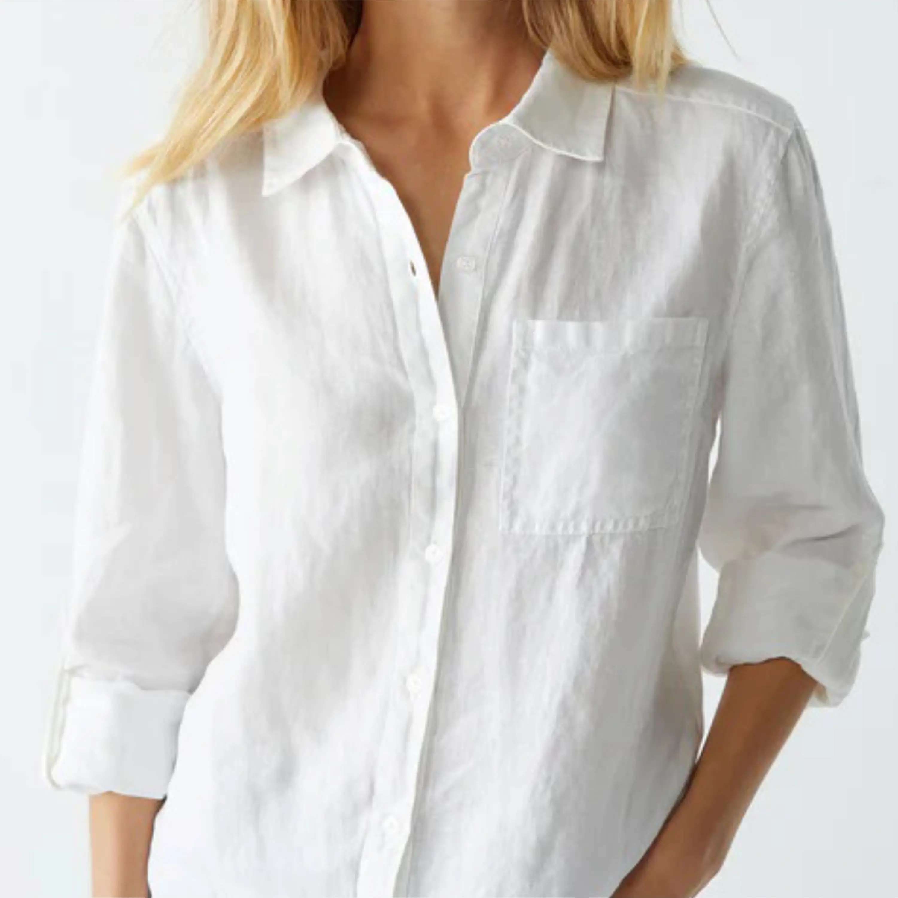 Women Classic Button-Down Shirt in 100% Cotton Perfect for Professional Office Wear and Casual Outfits