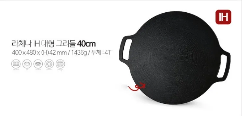 Non Stick BBQ Barbecue induction Grilling Skillet with Folding Handle Round Pizza Grill Pan  OEM Party Pork belly Grill