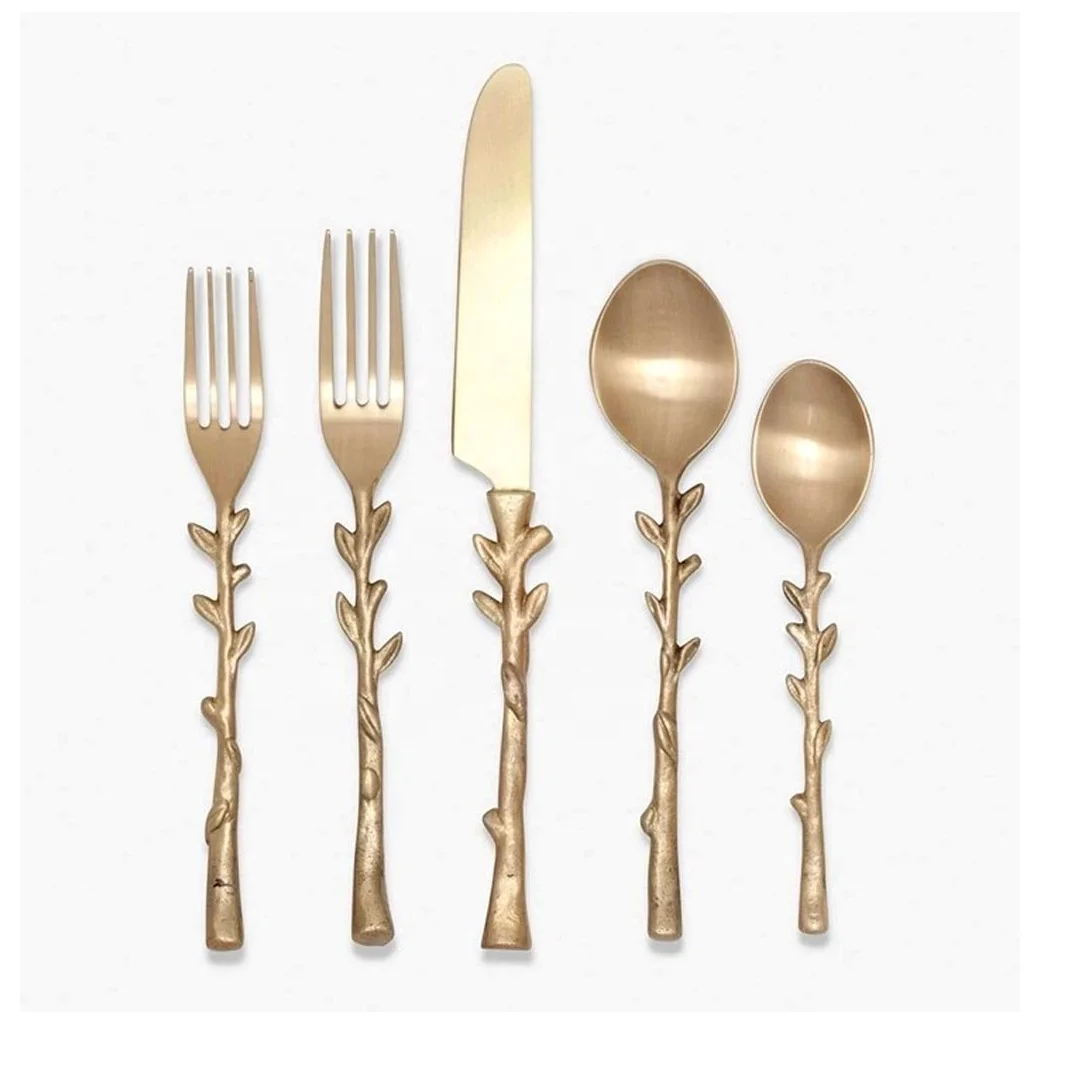 Brass Cutlery Spoon Set of 4 New Design Metal Coffee Spoon In Wholesale Price New Cutlery Spoon In New Style Latest