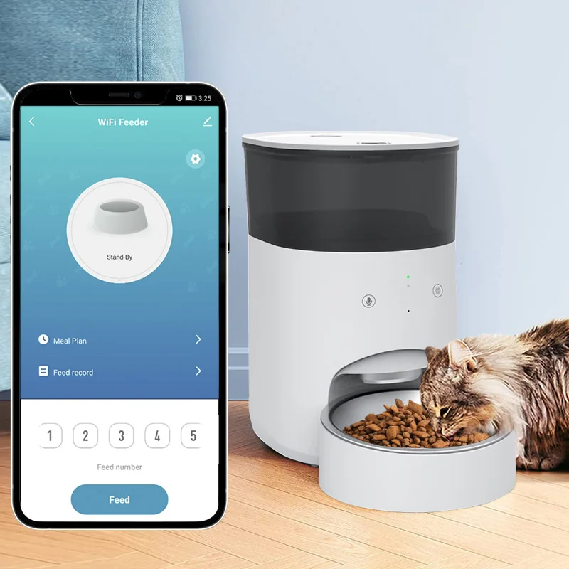 Amazon Hot Sale 4L ABS Mobile Phone Control Automatic Pet Food Dispenser Smart Wifi Dog Cat Feeder