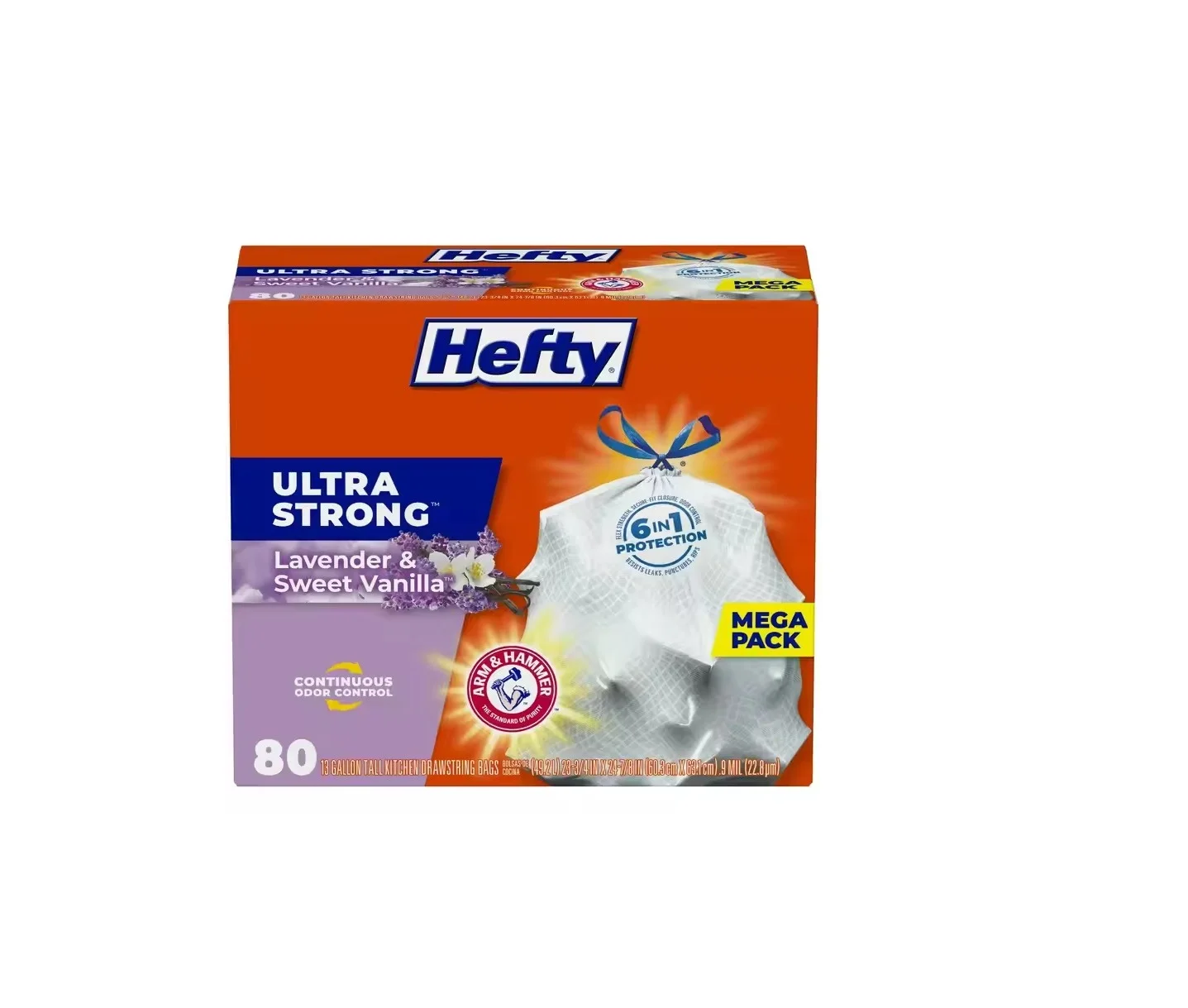 Tall Kitchen Trash Bags, Lavender & Sweet Vanilla Scent, 13 Gallon, 80 Count Previous slideNext slide