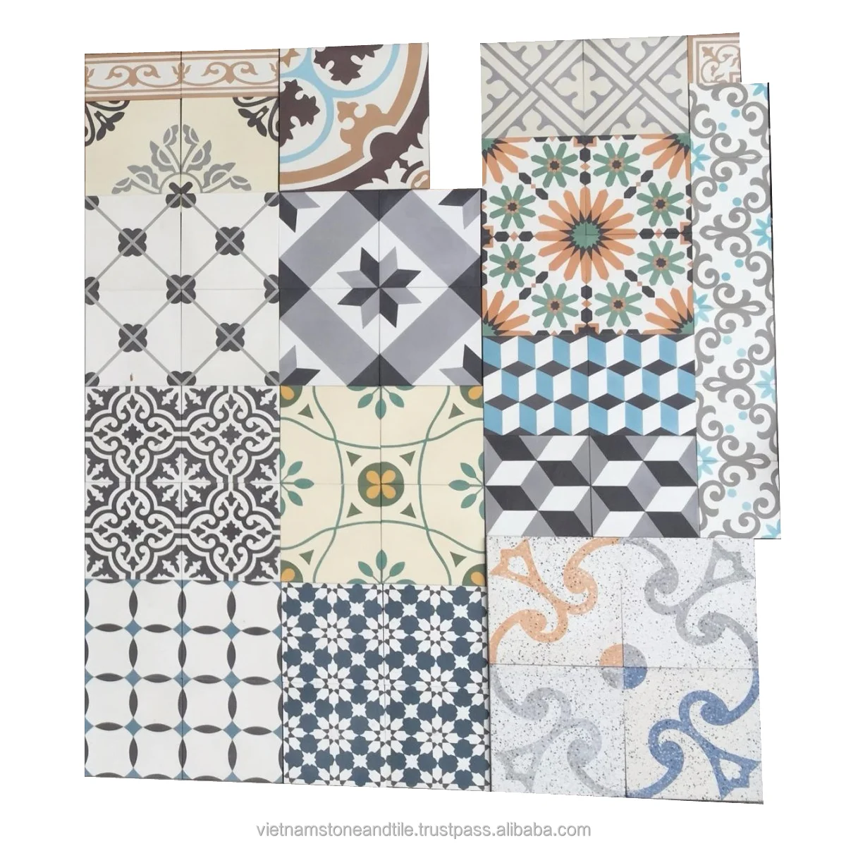 Cement Different Colorful Floor Tile Made by Hand for Building Cladding Finished Place Apply Matte Classic with Medium Building
