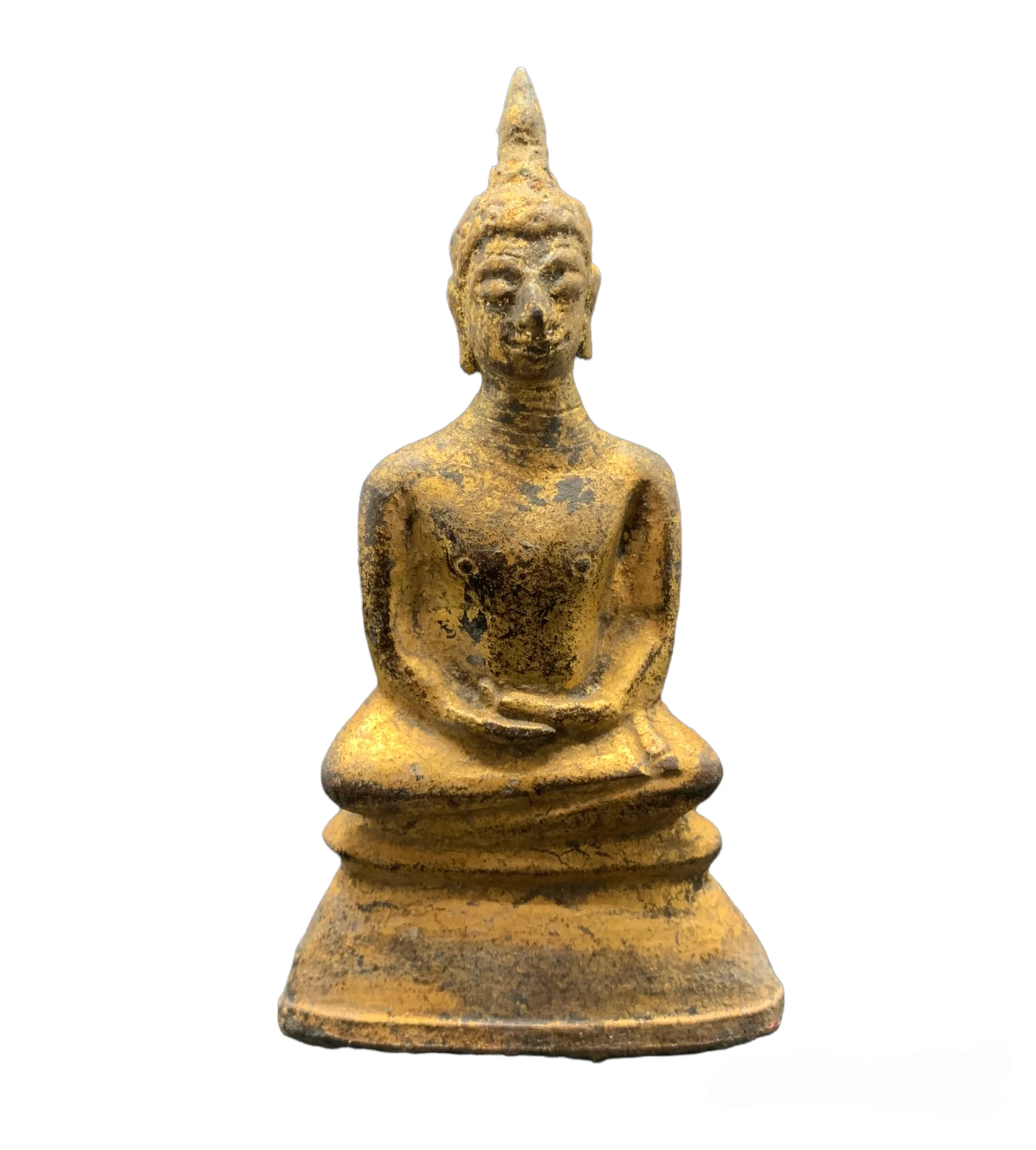 Antique Bronze Buddha The Attitude of Meditation Lacquer Gilded for offer sacrifice Decorated and Collect Home Decor