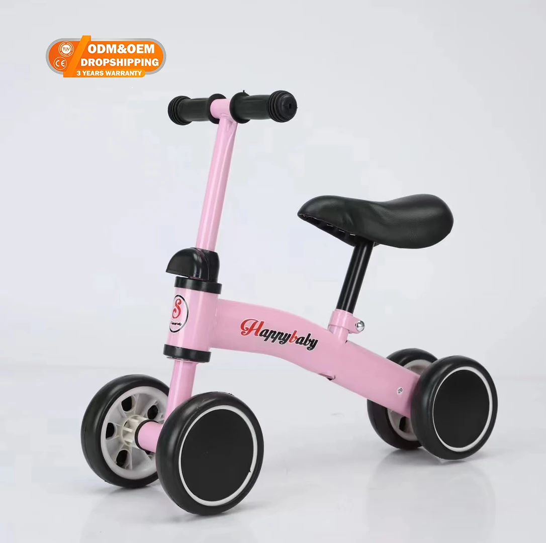 WQL Wholesale 4-Wheel Mini Balance Bike Plastic Training Run Push & Ride Balance Car Toy for Children & Babies No Pedal