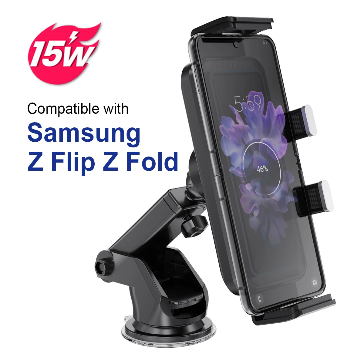 Wireless Car Charger For Galaxy Z Fold 3 Car Mount, Car Phone Holder Mount Dashb - Electronics